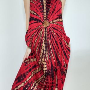 Dlouhé šaty batik – červená